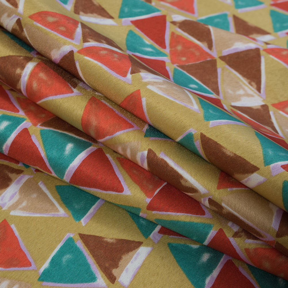 Jade, Ochre and Tangerine Geometric Printed Mikado Jade, Ochre and Tangerine Geometric Printed Mikado