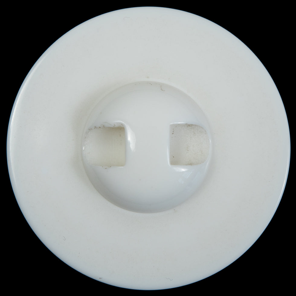 White Domed Plastic Self Shank Button - 70L/44.5mm Detail White Domed Plastic Self Shank Button - 70L/44.5mm Detail