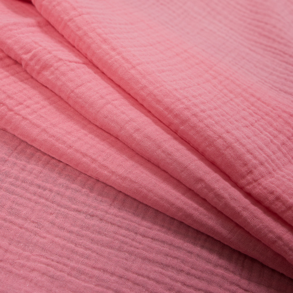 Double Cotton Gauze - Geranium Pink - Talamanca Collection Detail Double Cotton Gauze - Geranium Pink - Talamanca Collection Detail