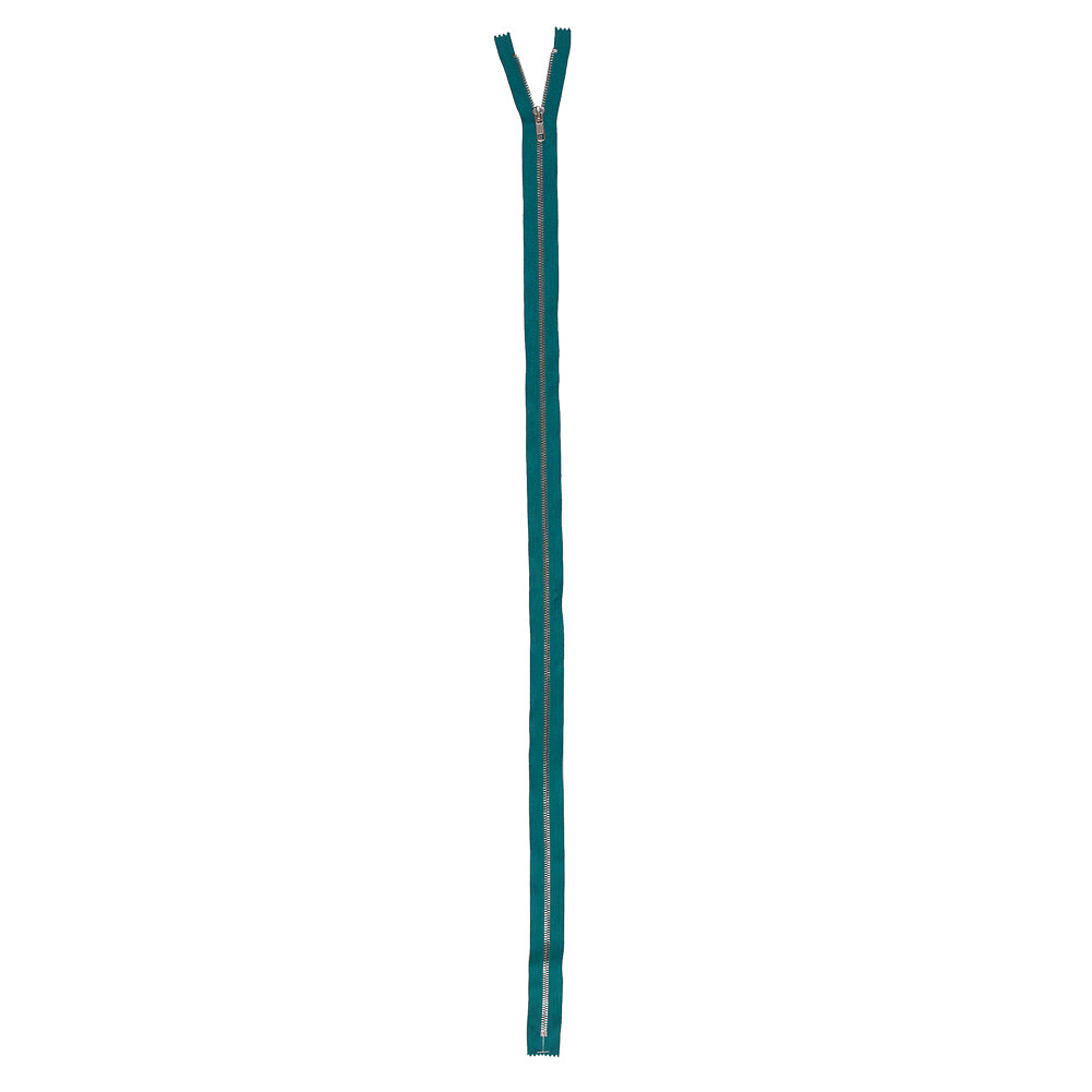 Jade and Silver T5 Metal Closed Bottom Zipper - 36" Detail Jade and Silver T5 Metal Closed Bottom Zipper - 36" Detail