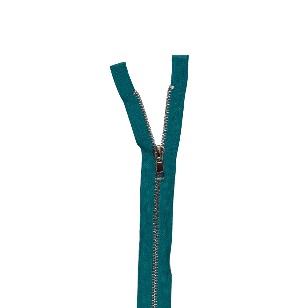 Jade and Silver Metal Two-Way Zipper - 36" Jade and Silver Metal Two-Way Zipper - 36"
