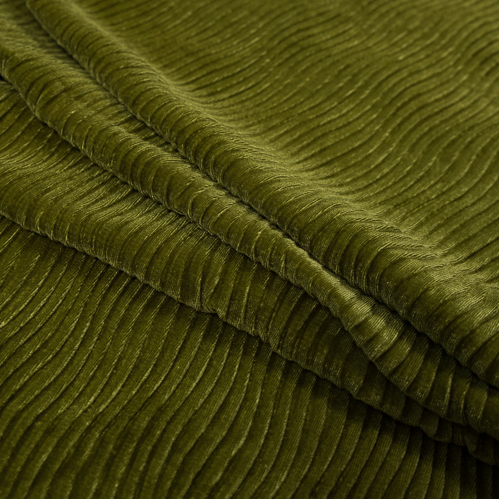 Wavy Crinkled Velour - Woodbine Green - Yvonne Collection Detail Wavy Crinkled Velour - Woodbine Green - Yvonne Collection Detail