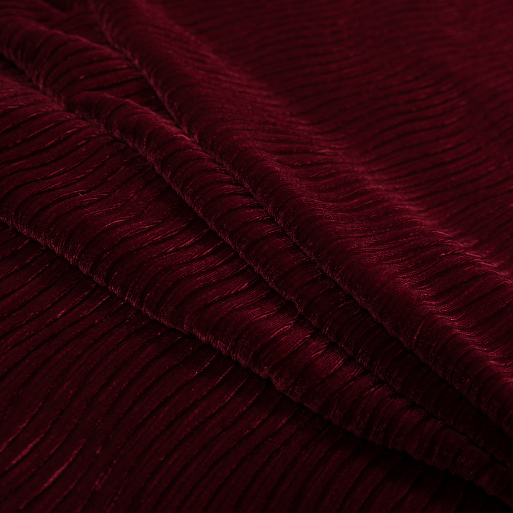 Wavy Crinkled Velour - Ski Patrol Red - Yvonne Collection Detail Wavy Crinkled Velour - Ski Patrol Red - Yvonne Collection Detail