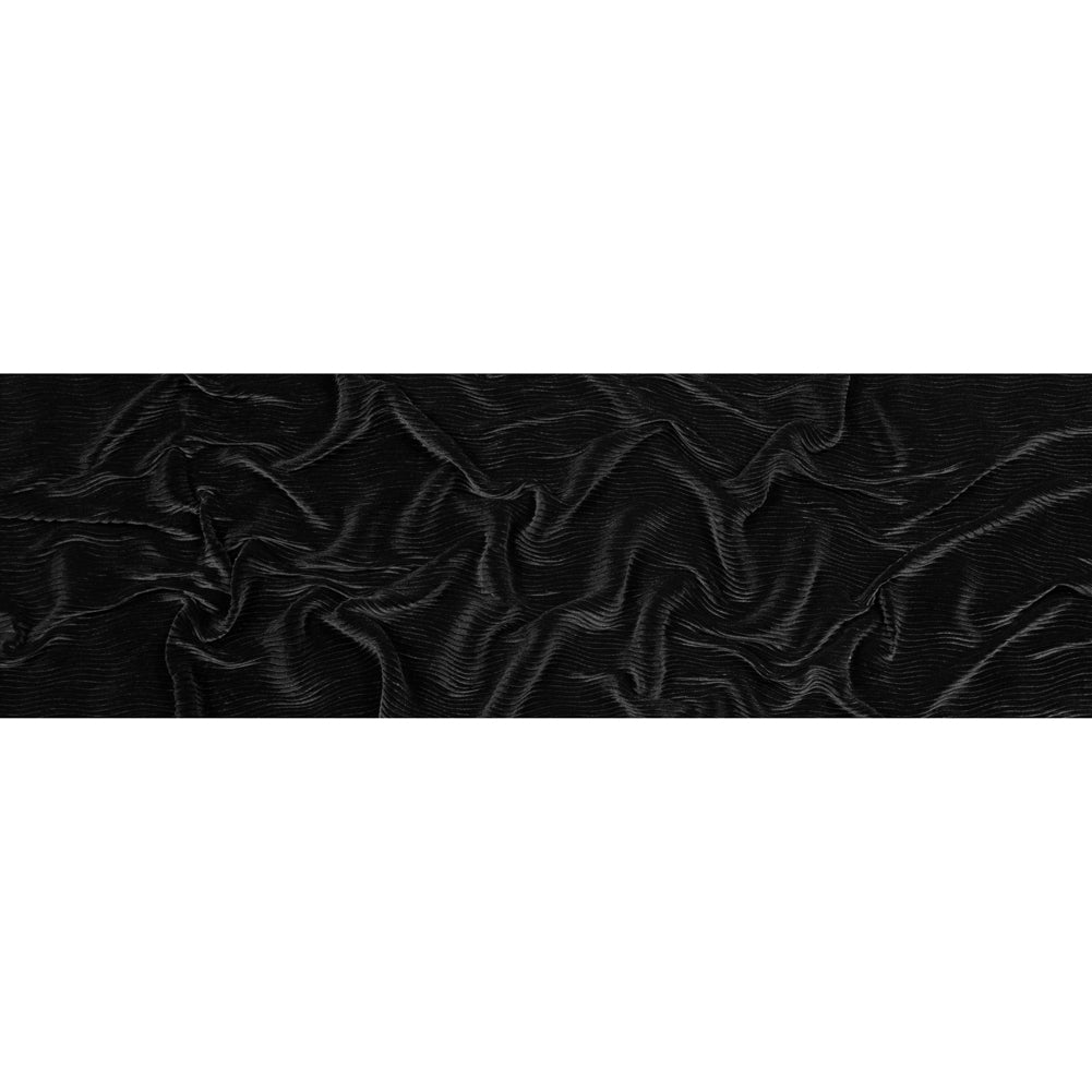 Wavy Crinkled Velour - Black - Yvonne Collection Folded Wavy Crinkled Velour - Black - Yvonne Collection Folded
