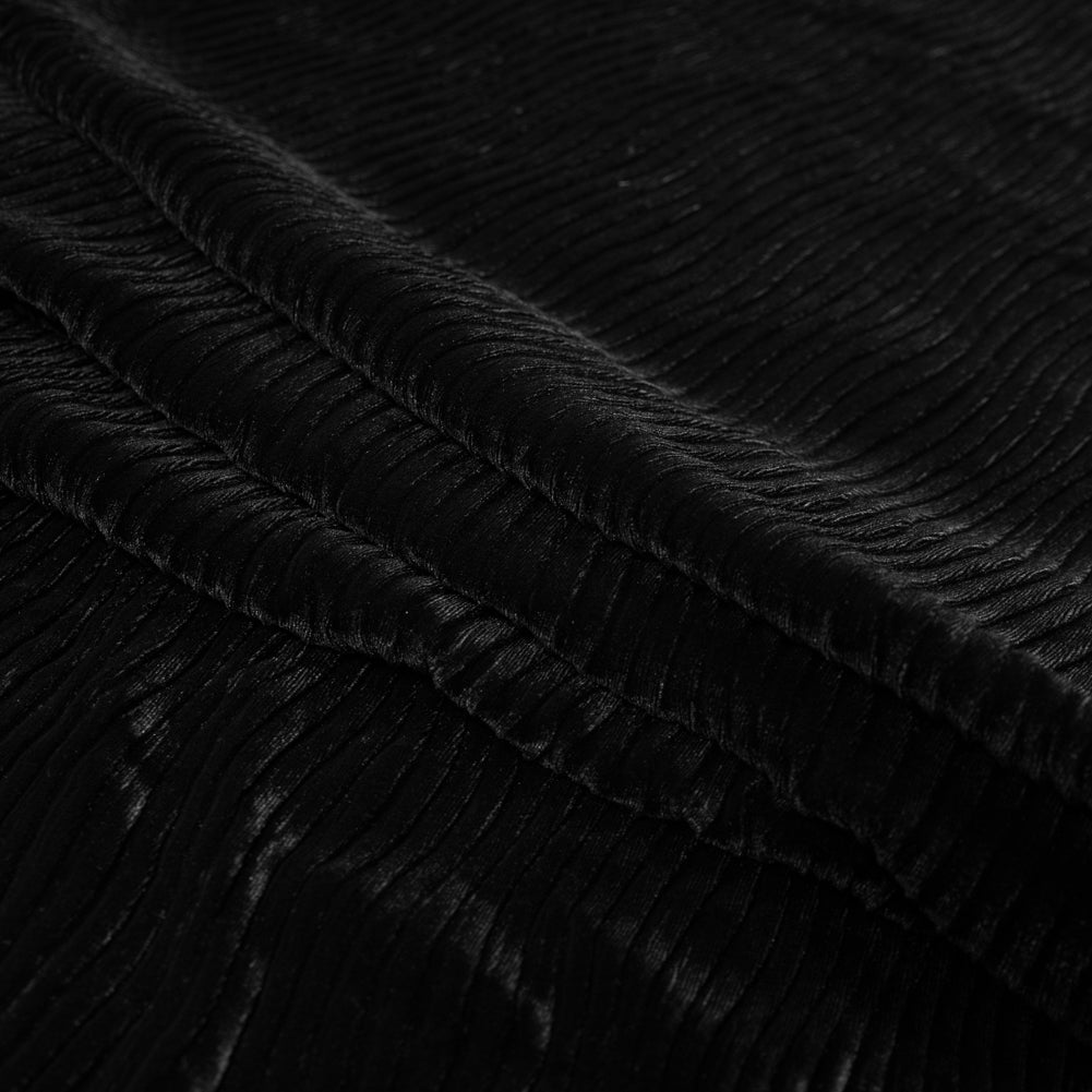 Wavy Crinkled Velour - Black - Yvonne Collection Detail Wavy Crinkled Velour - Black - Yvonne Collection Detail