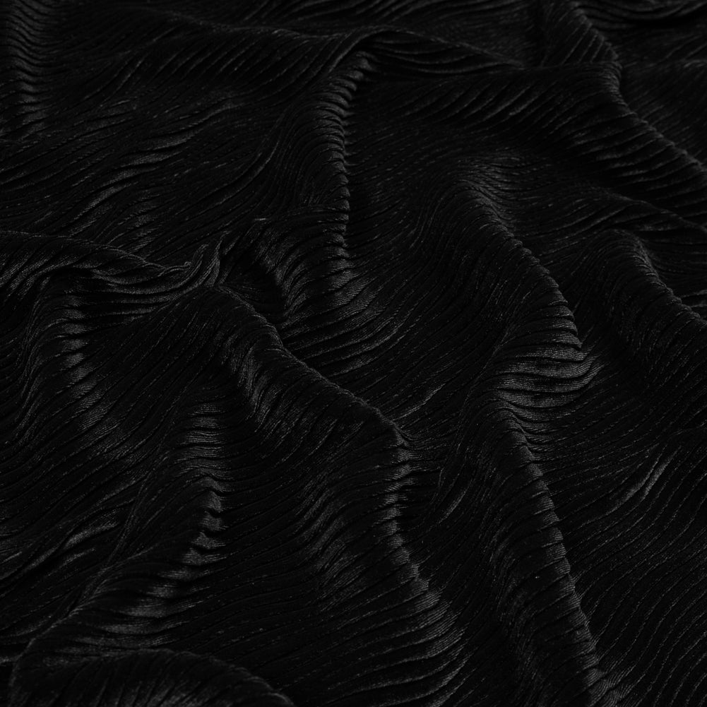 Wavy Crinkled Velour - Black - Yvonne Collection Wavy Crinkled Velour - Black - Yvonne Collection