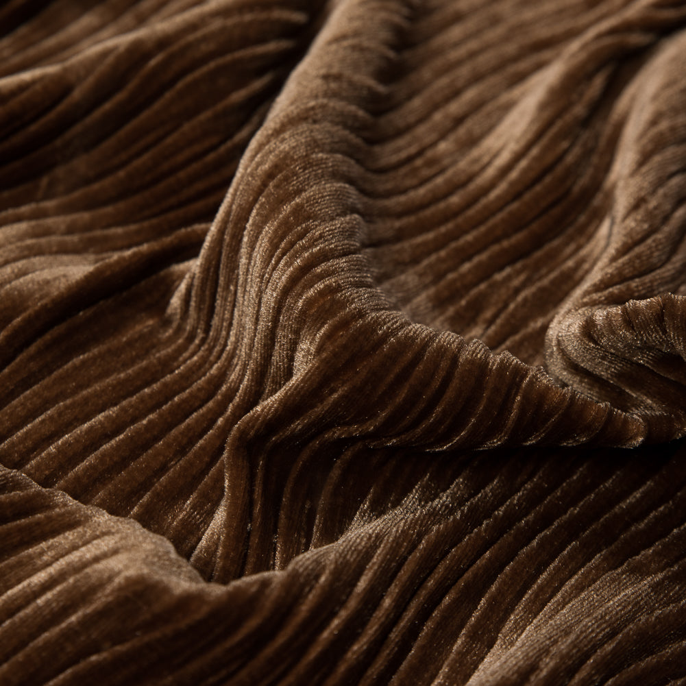 Wavy Crinkled Velour - Curry Gold - Yvonne Collection Detail