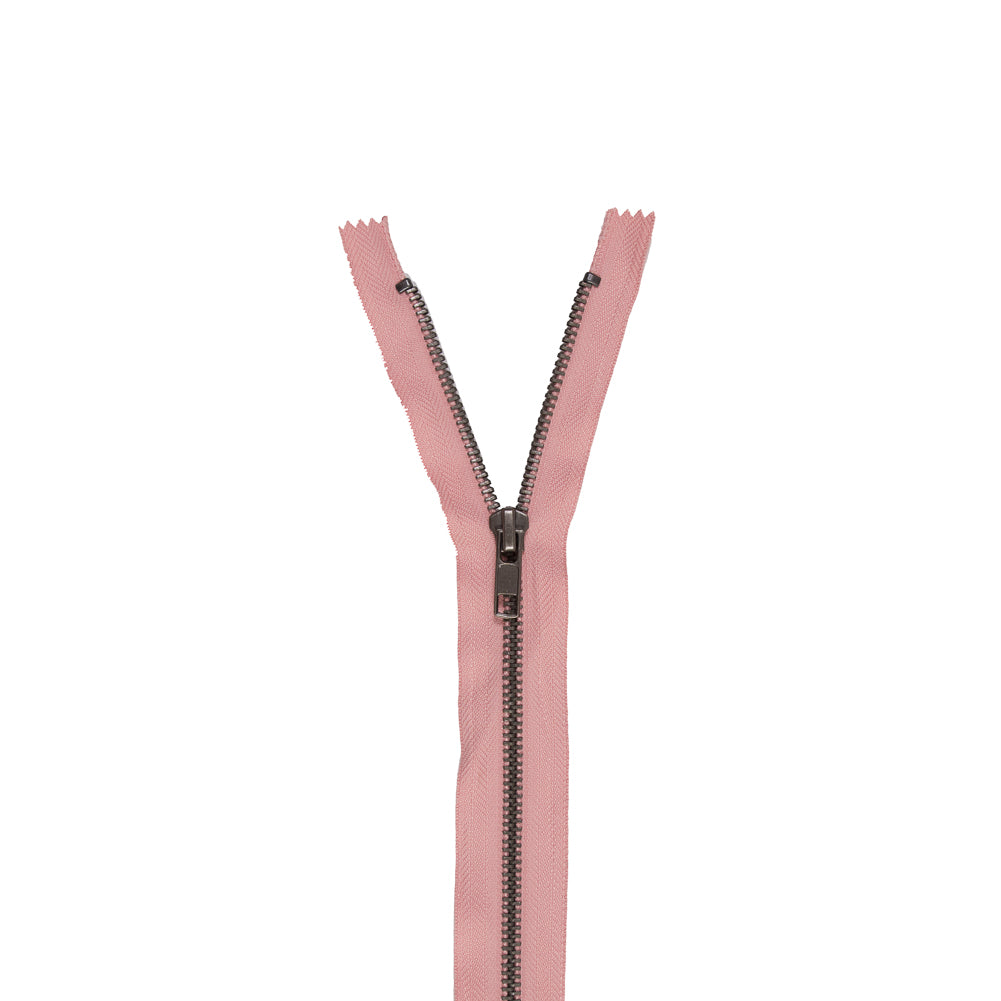 Peach Quartz and Matte Silver T5 Metal Closed Bottom Zipper - 36" Peach Quartz and Matte Silver T5 Metal Closed Bottom Zipper - 36"