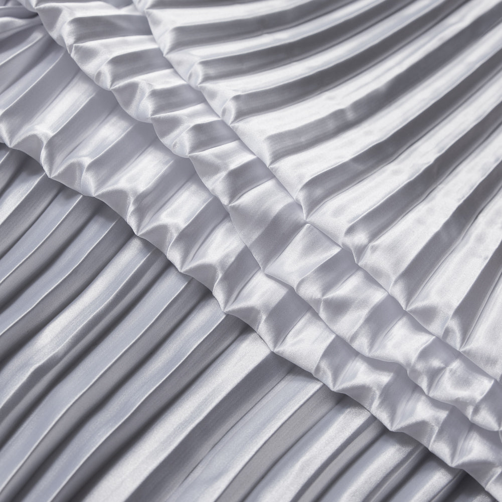 Pleated Stretch Satin - White - Andreas Collection Detail Pleated Stretch Satin - White - Andreas Collection Detail