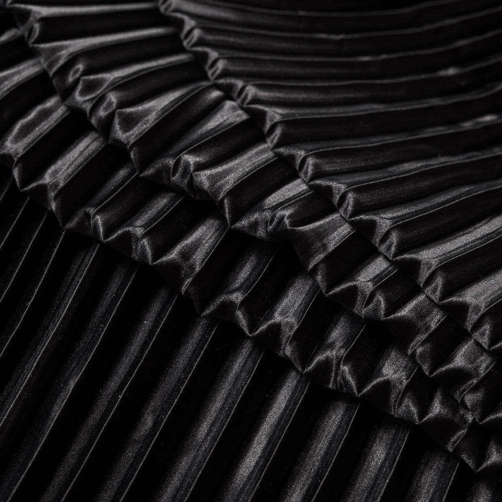 Pleated Stretch Satin - Black - Andreas Collection Detail Pleated Stretch Satin - Black - Andreas Collection Detail