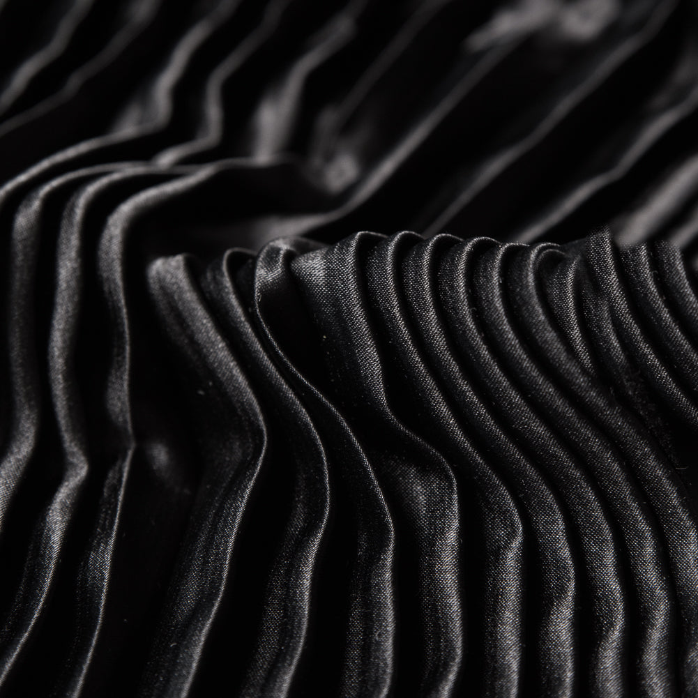 Pleated Stretch Satin - Black - Andreas Collection Full Pleated Stretch Satin - Black - Andreas Collection Full