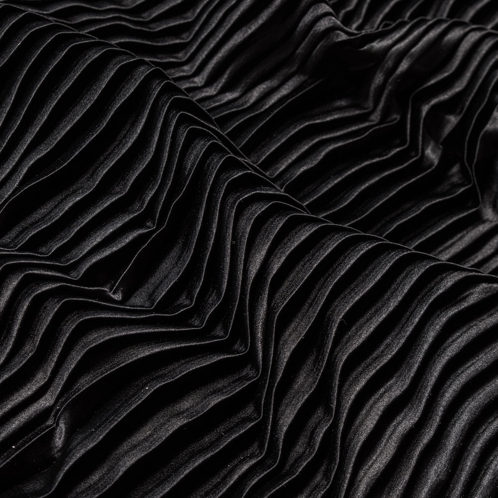 Pleated Stretch Satin - Black - Andreas Collection Pleated Stretch Satin - Black - Andreas Collection