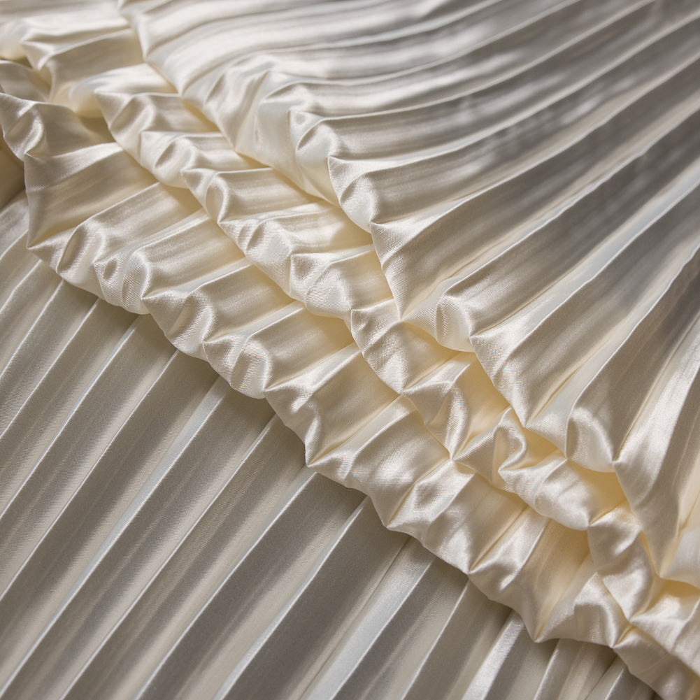 Pleated Stretch Satin - Cream - Andreas Collection Detail Pleated Stretch Satin - Cream - Andreas Collection Detail