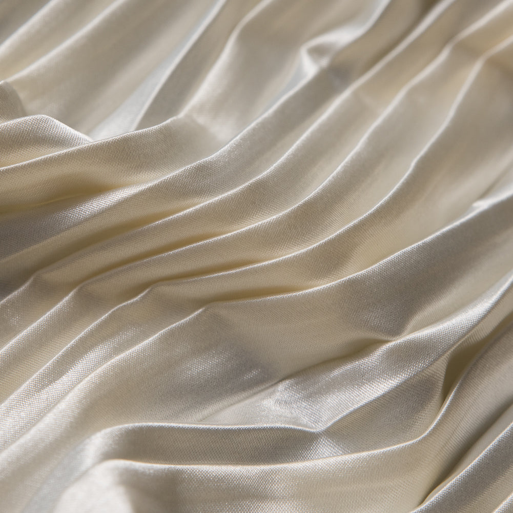 Pleated Stretch Satin - Cream - Andreas Collection Full Pleated Stretch Satin - Cream - Andreas Collection Full