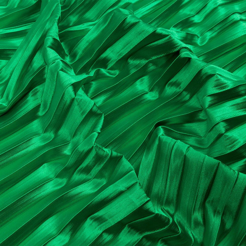 Pleated Stretch Satin - Kelly Green - Andreas Collection Pleated Stretch Satin - Kelly Green - Andreas Collection
