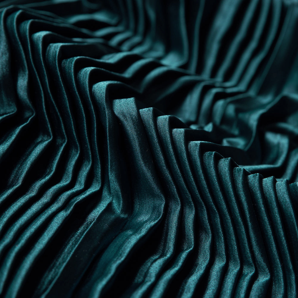 Pleated Stretch Satin - Teal - Andreas Collection Full Pleated Stretch Satin - Teal - Andreas Collection Full