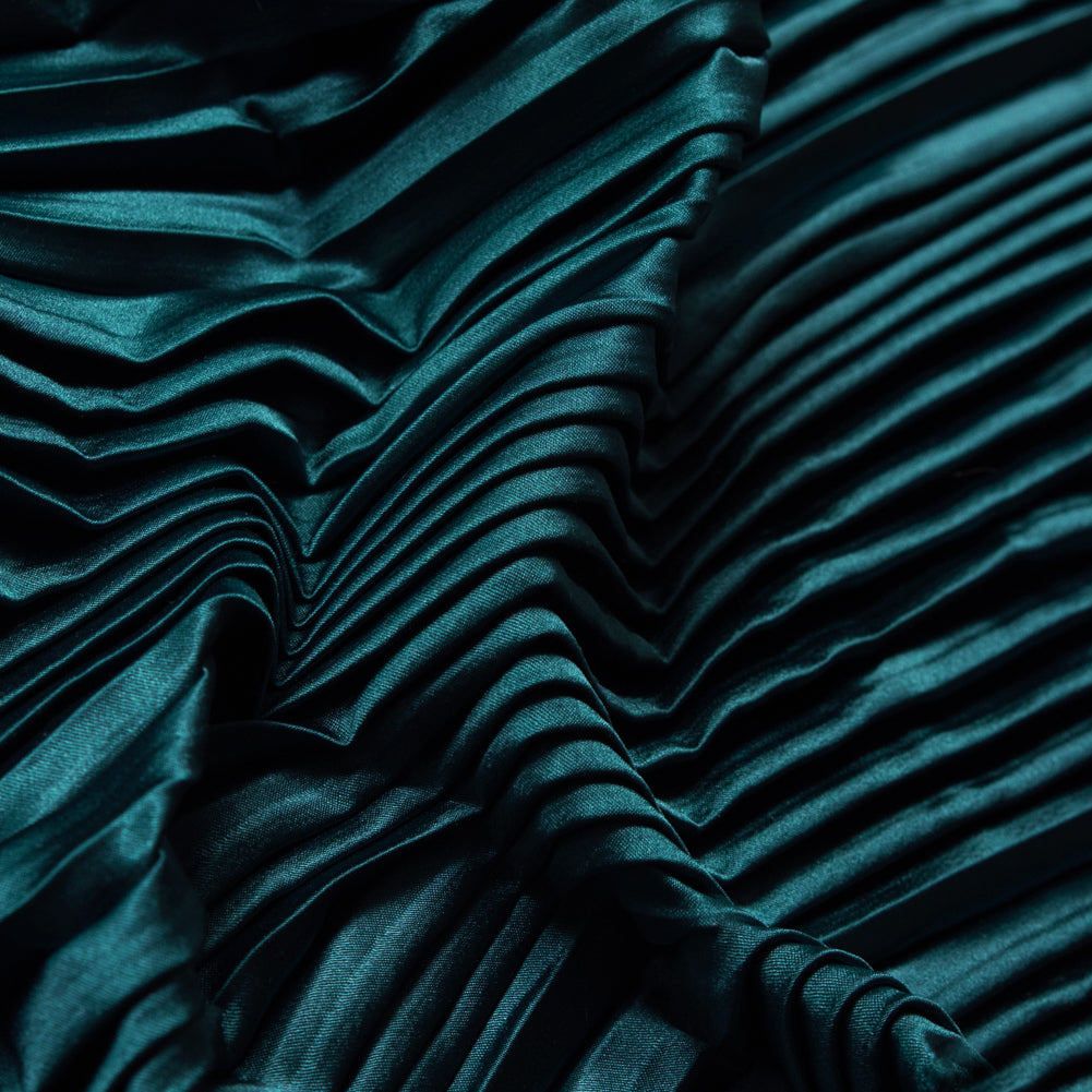 Pleated Stretch Satin - Teal - Andreas Collection Pleated Stretch Satin - Teal - Andreas Collection