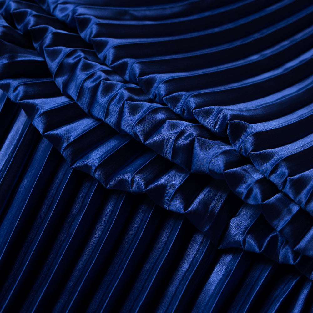 Pleated Stretch Satin - Royal Blue - Andreas Collection Detail Pleated Stretch Satin - Royal Blue - Andreas Collection Detail