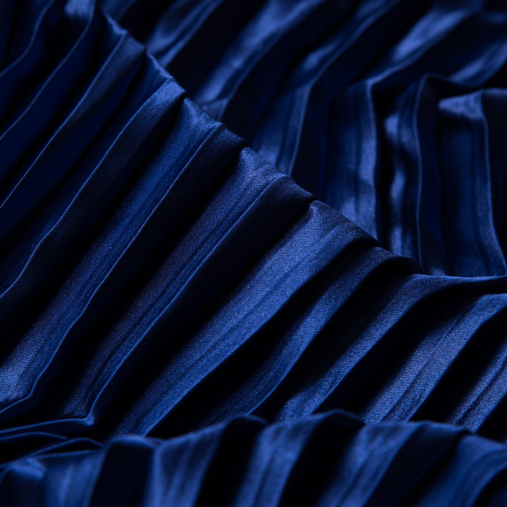 Pleated Stretch Satin - Royal Blue - Andreas Collection Full Pleated Stretch Satin - Royal Blue - Andreas Collection Full