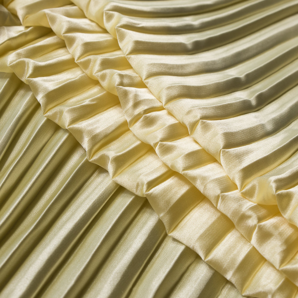 Pleated Stretch Satin - Mellow Yellow - Andreas Collection Detail Pleated Stretch Satin - Mellow Yellow - Andreas Collection Detail