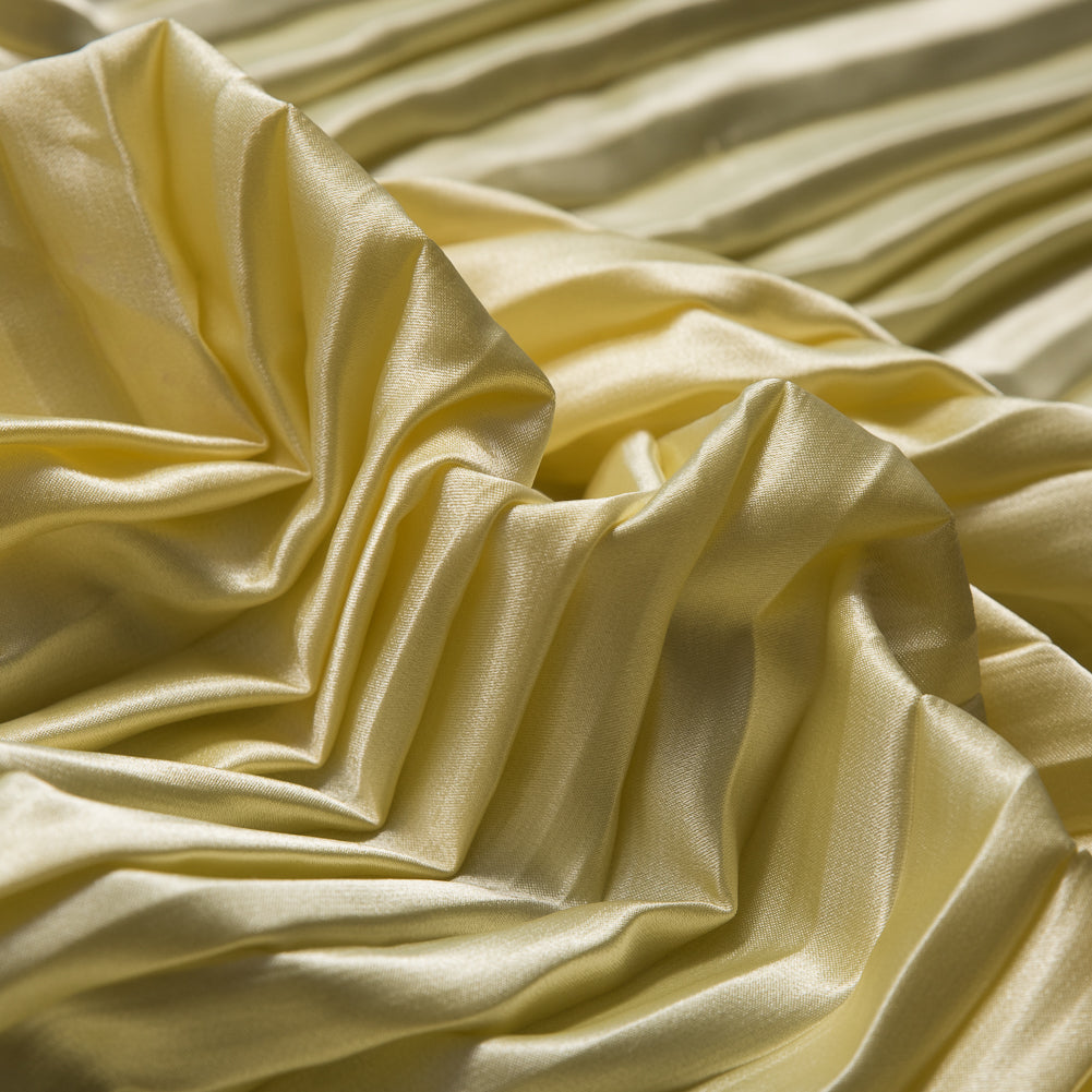 Pleated Stretch Satin - Mellow Yellow - Andreas Collection Full Pleated Stretch Satin - Mellow Yellow - Andreas Collection Full