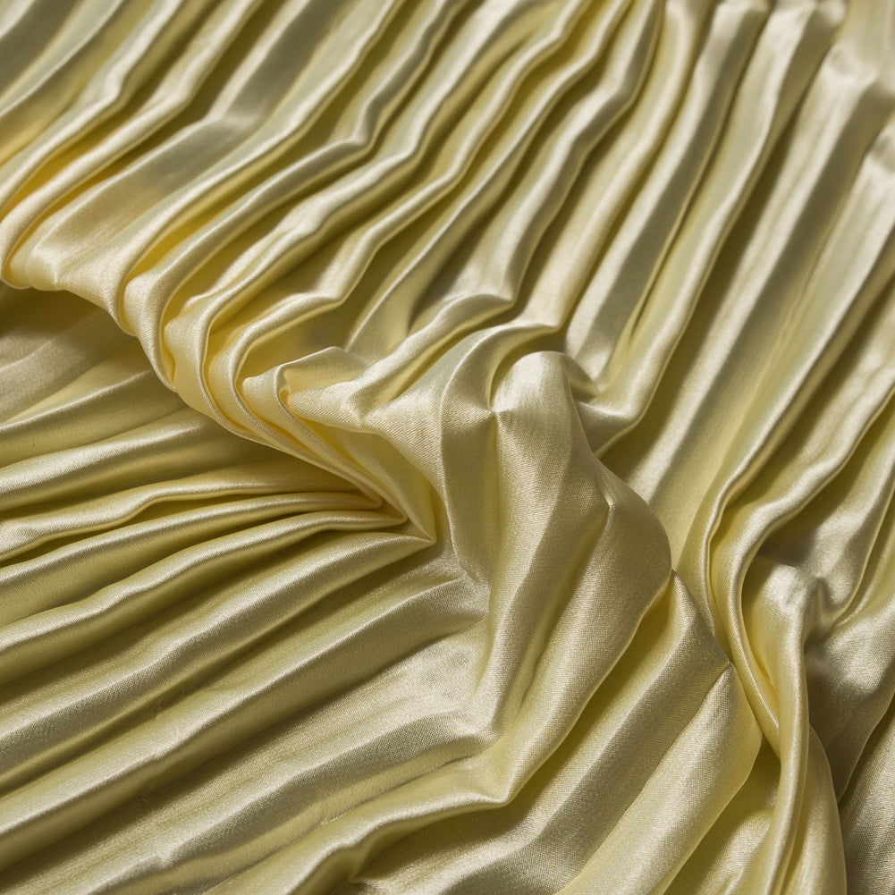 Pleated Stretch Satin - Mellow Yellow - Andreas Collection Pleated Stretch Satin - Mellow Yellow - Andreas Collection