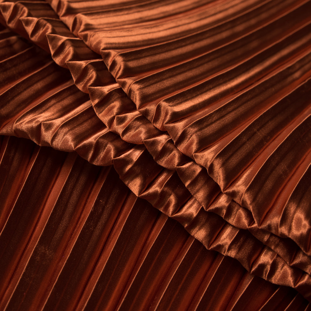 Pleated Stretch Satin - Burnt Orange - Andreas Collection Detail Pleated Stretch Satin - Burnt Orange - Andreas Collection Detail