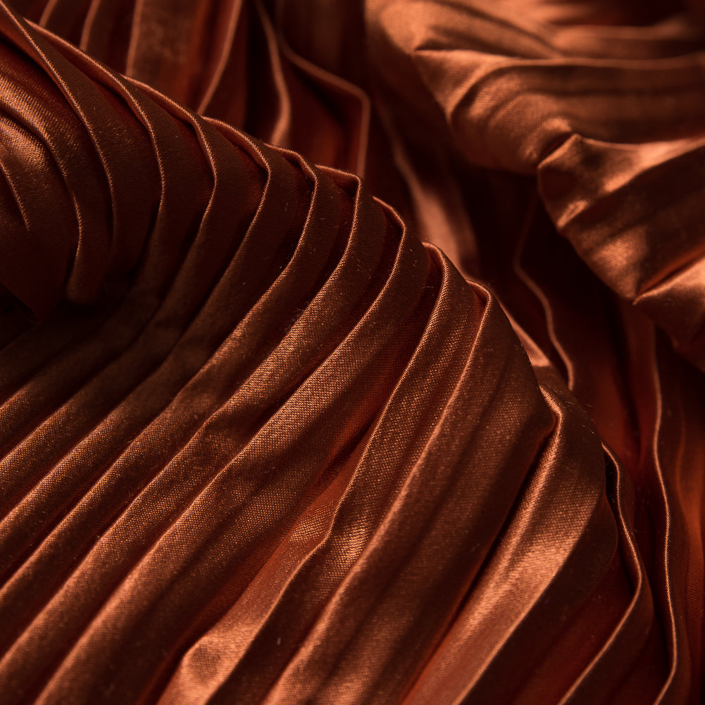 Pleated Stretch Satin - Burnt Orange - Andreas Collection Full Pleated Stretch Satin - Burnt Orange - Andreas Collection Full