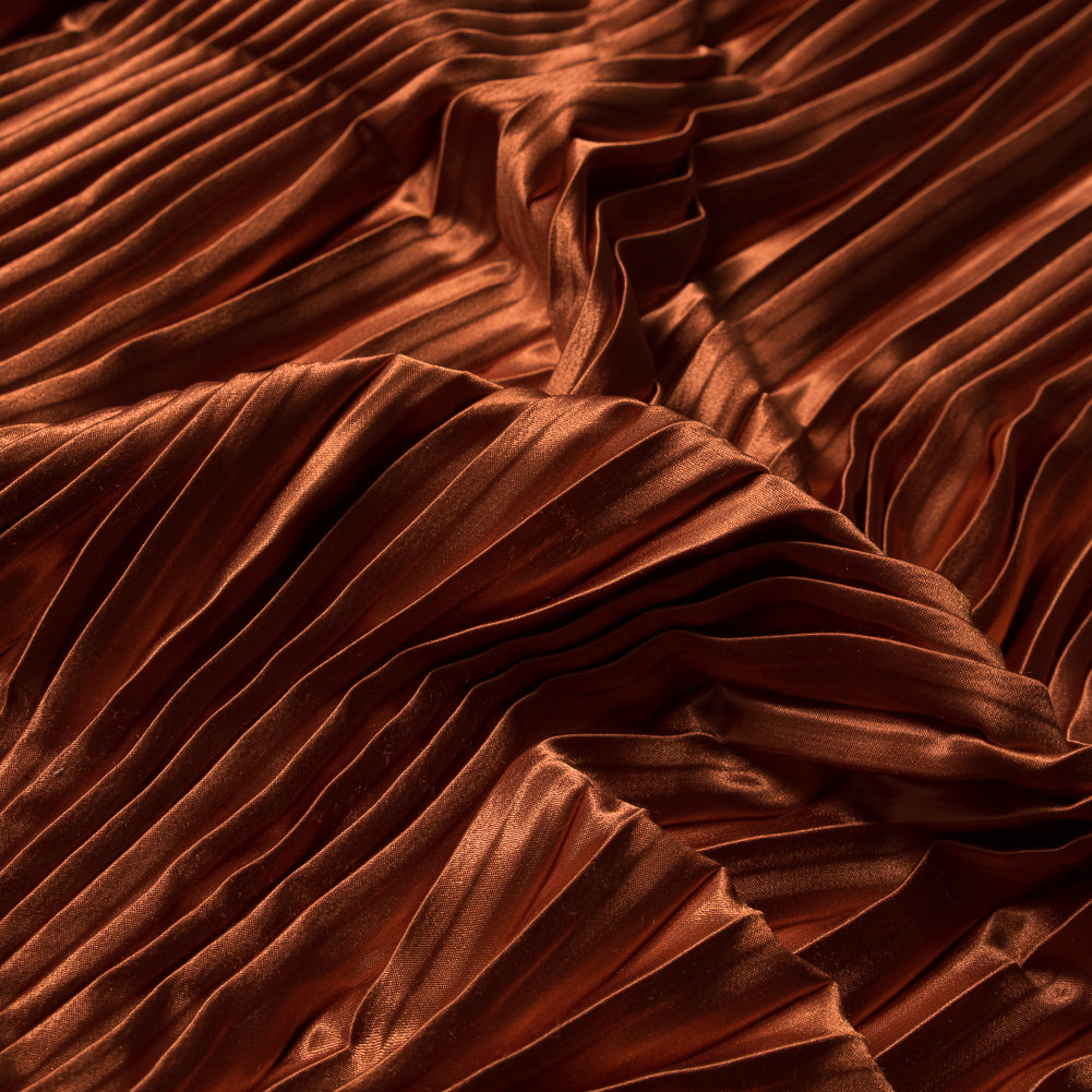 Pleated Stretch Satin - Burnt Orange - Andreas Collection Pleated Stretch Satin - Burnt Orange - Andreas Collection