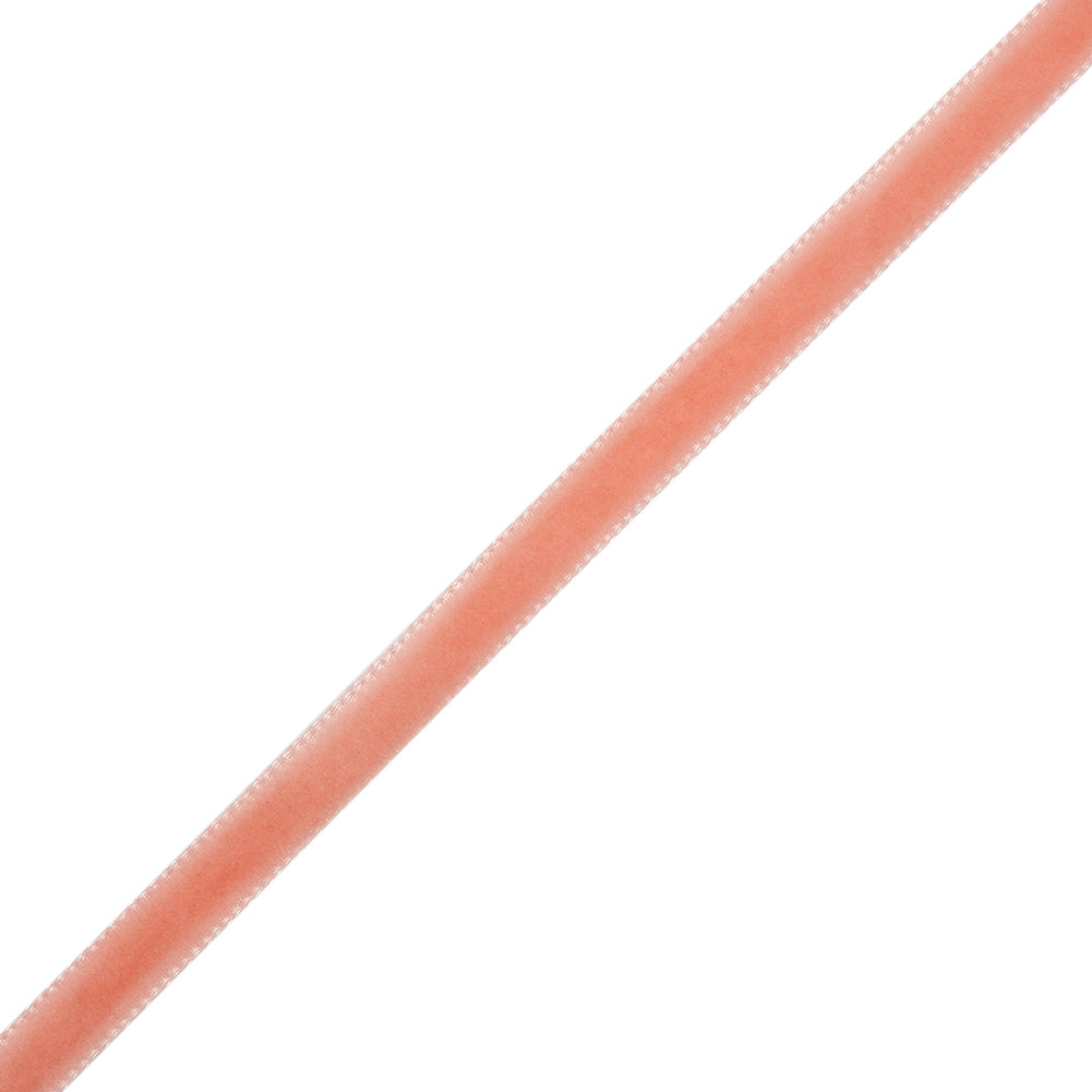 Single Faced Velvet Ribbon Made in Italy - 1/4" - Coral - Sabine Collection Single Faced Velvet Ribbon Made in Italy - 1/4" - Coral - Sabine Collection