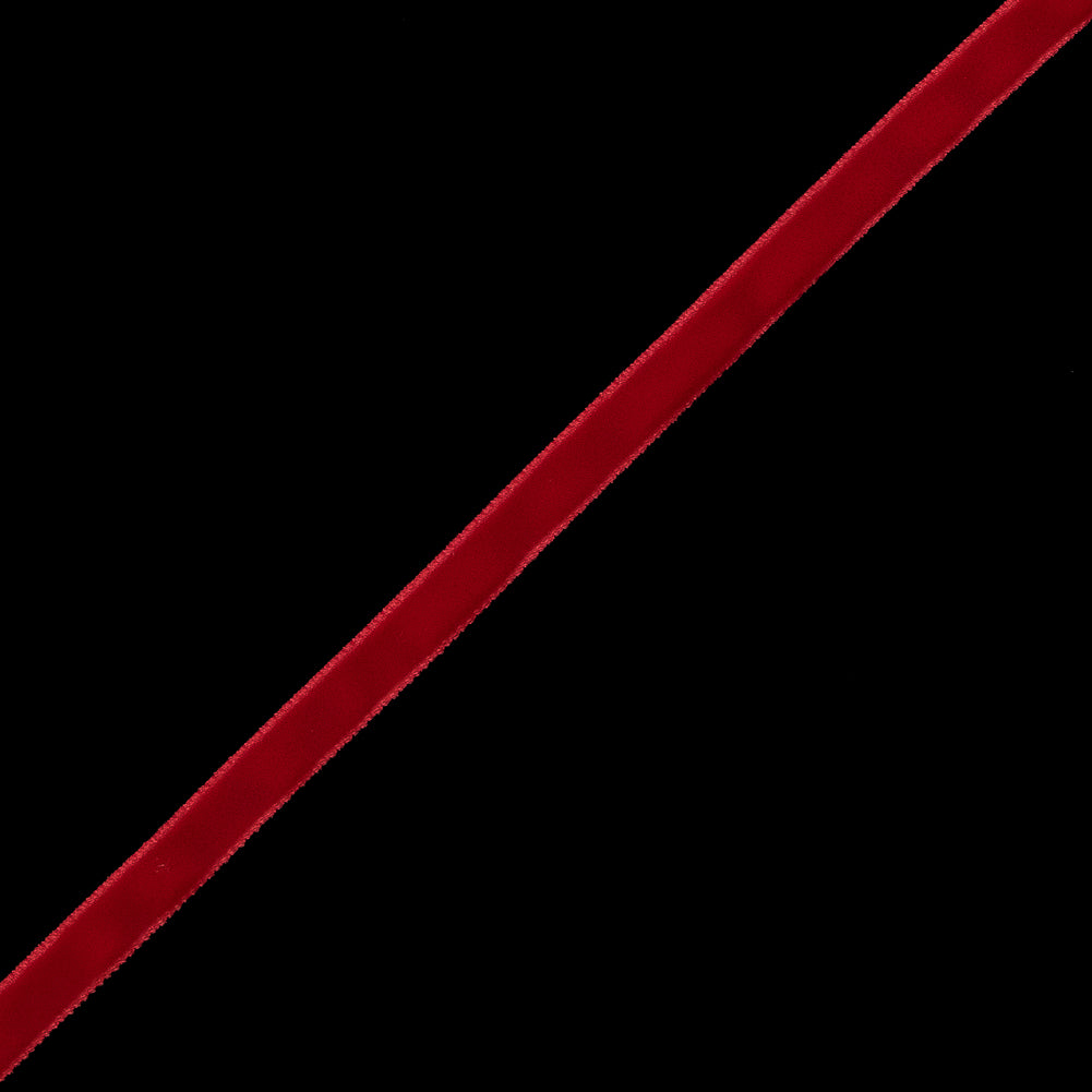 Red Single-Faced Velvet Ribbon - 0.25" Detail Red Single-Faced Velvet Ribbon - 0.25" Detail