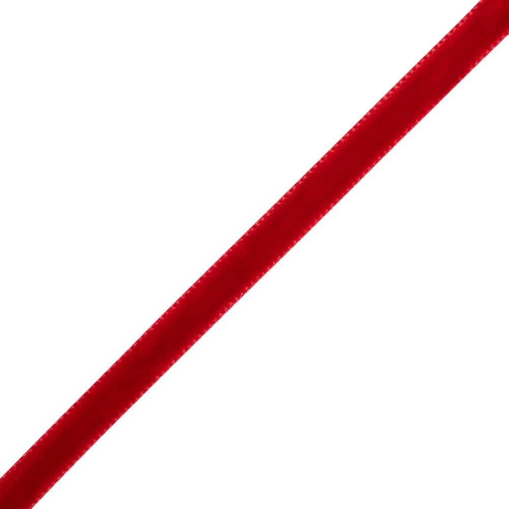 Single Faced Velvet Ribbon Made in Italy - 1/4" - Rouge Red - Sabine Collection Single Faced Velvet Ribbon Made in Italy - 1/4" - Rouge Red - Sabine Collection