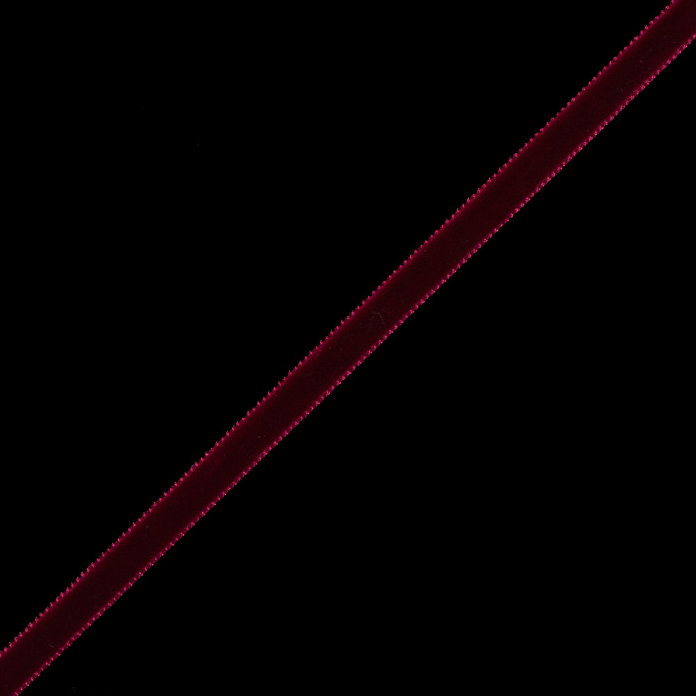 Dark Red Single-Faced Velvet Ribbon - 0.25" Detail Dark Red Single-Faced Velvet Ribbon - 0.25" Detail