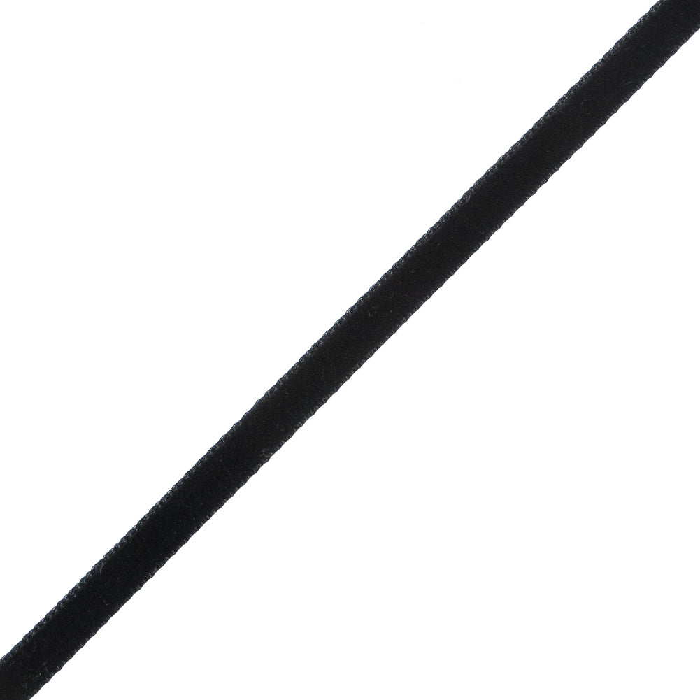 Black Single-Faced Velvet Ribbon - 0.25" Detail Black Single-Faced Velvet Ribbon - 0.25" Detail