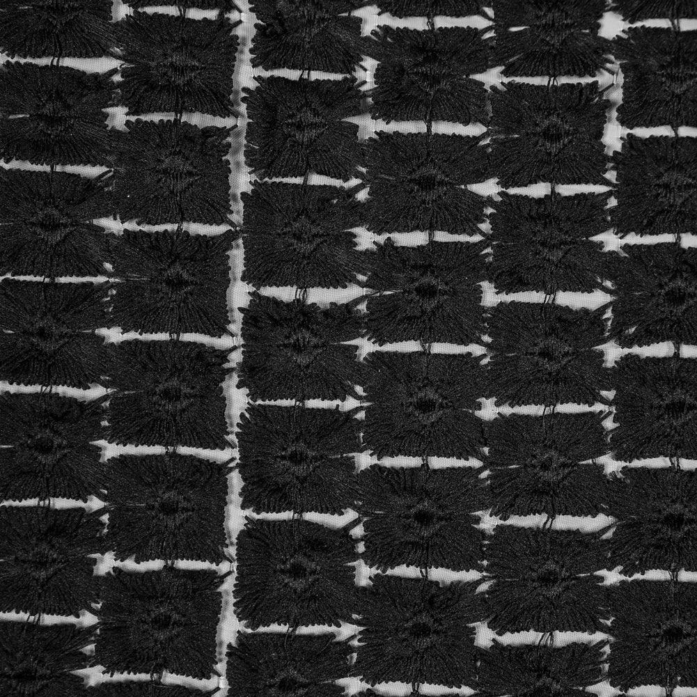 Black Novelty Geometric Embroidered Organza Detail Black Novelty Geometric Embroidered Organza Detail