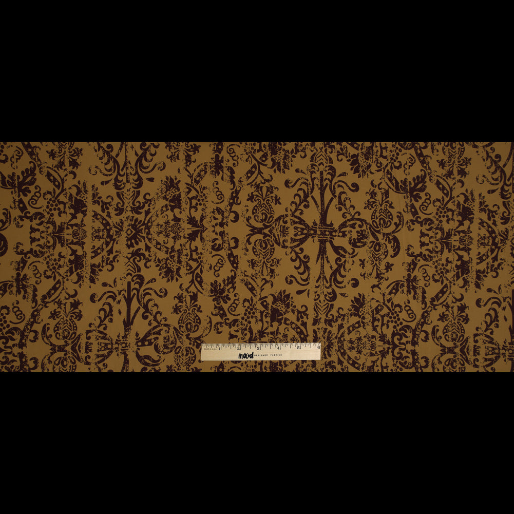 Mustard and Brown Scroll Printed Cotton Twill with a Brushed Back Full Mustard and Brown Scroll Printed Cotton Twill with a Brushed Back Full