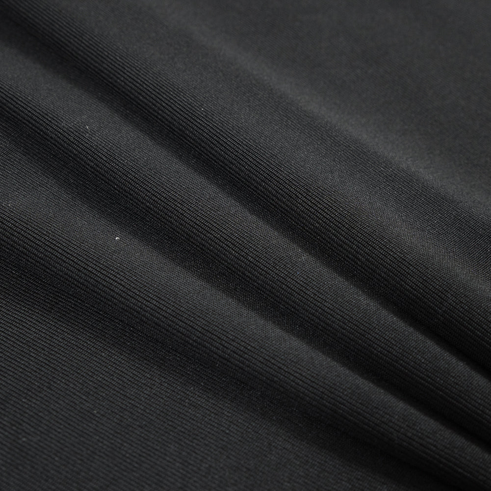 Italian Black 1x1 Polyester Rib Knit Folded Italian Black 1x1 Polyester Rib Knit Folded