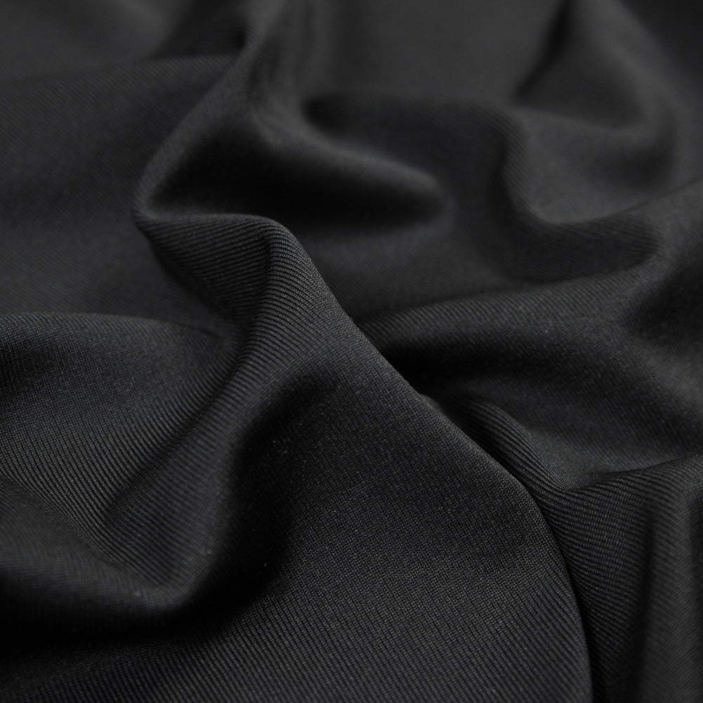 Italian Black 1x1 Polyester Rib Knit Detail Italian Black 1x1 Polyester Rib Knit Detail