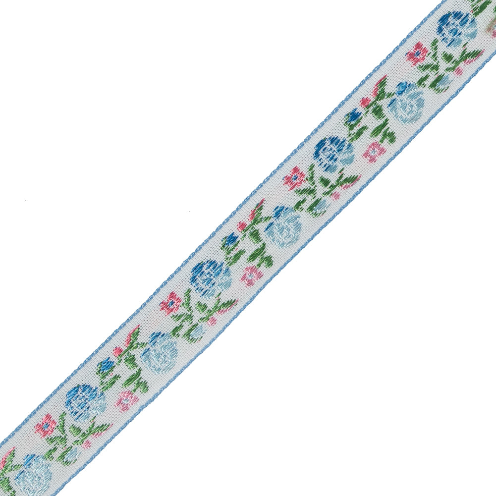 Blue and Pink Ombre Floral German Jacquard Ribbon - 0.625" Detail Blue and Pink Ombre Floral German Jacquard Ribbon - 0.625" Detail