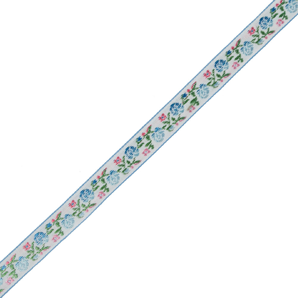 Blue and Pink Ombre Floral German Jacquard Ribbon - 0.625" Blue and Pink Ombre Floral German Jacquard Ribbon - 0.625"