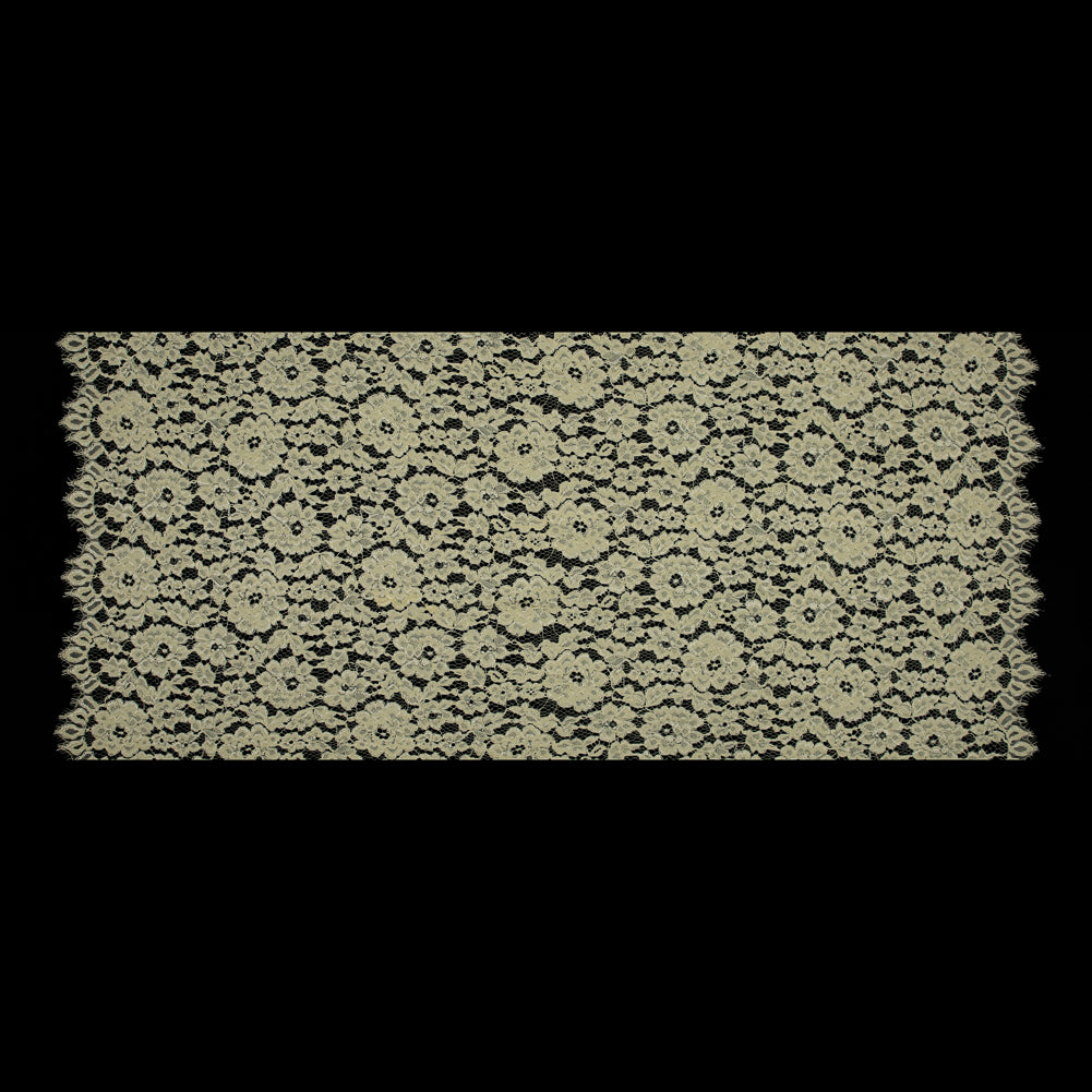 Famous NYC Designer Yellow Corded Floral Lace with Scalloped Edges Full Famous NYC Designer Yellow Corded Floral Lace with Scalloped Edges Full