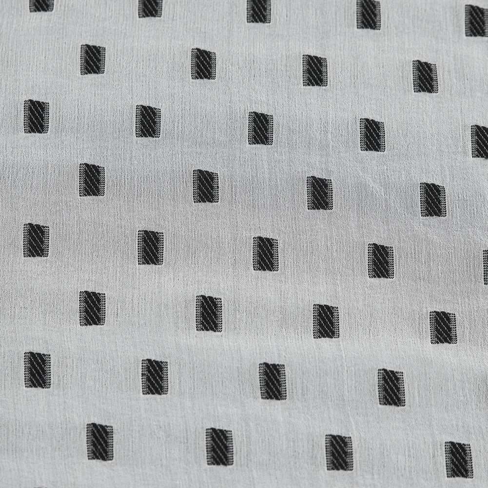 White Crinkled Silk Chiffon with Embroidered Rectangles Detail White Crinkled Silk Chiffon with Embroidered Rectangles Detail