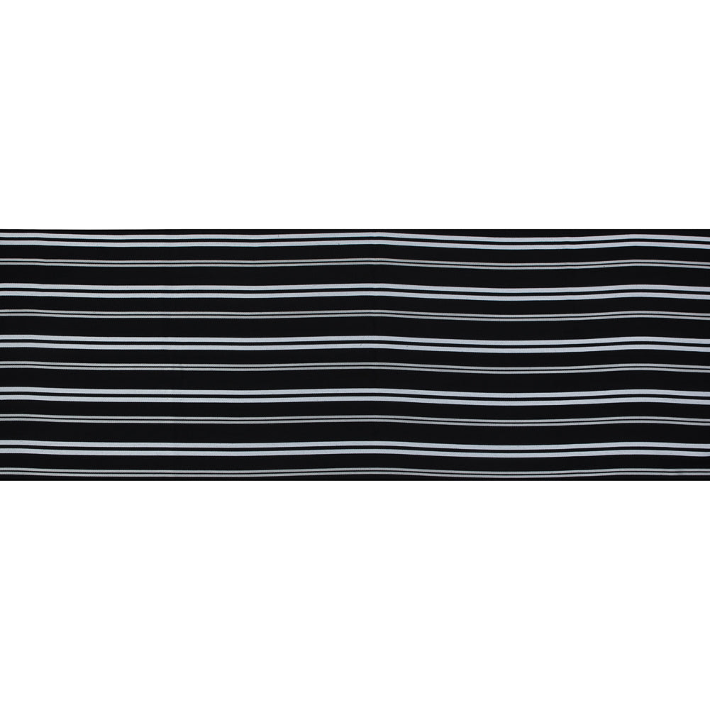 Black Cotton Twill with Silver Embroidered Stripes Full Black Cotton Twill with Silver Embroidered Stripes Full