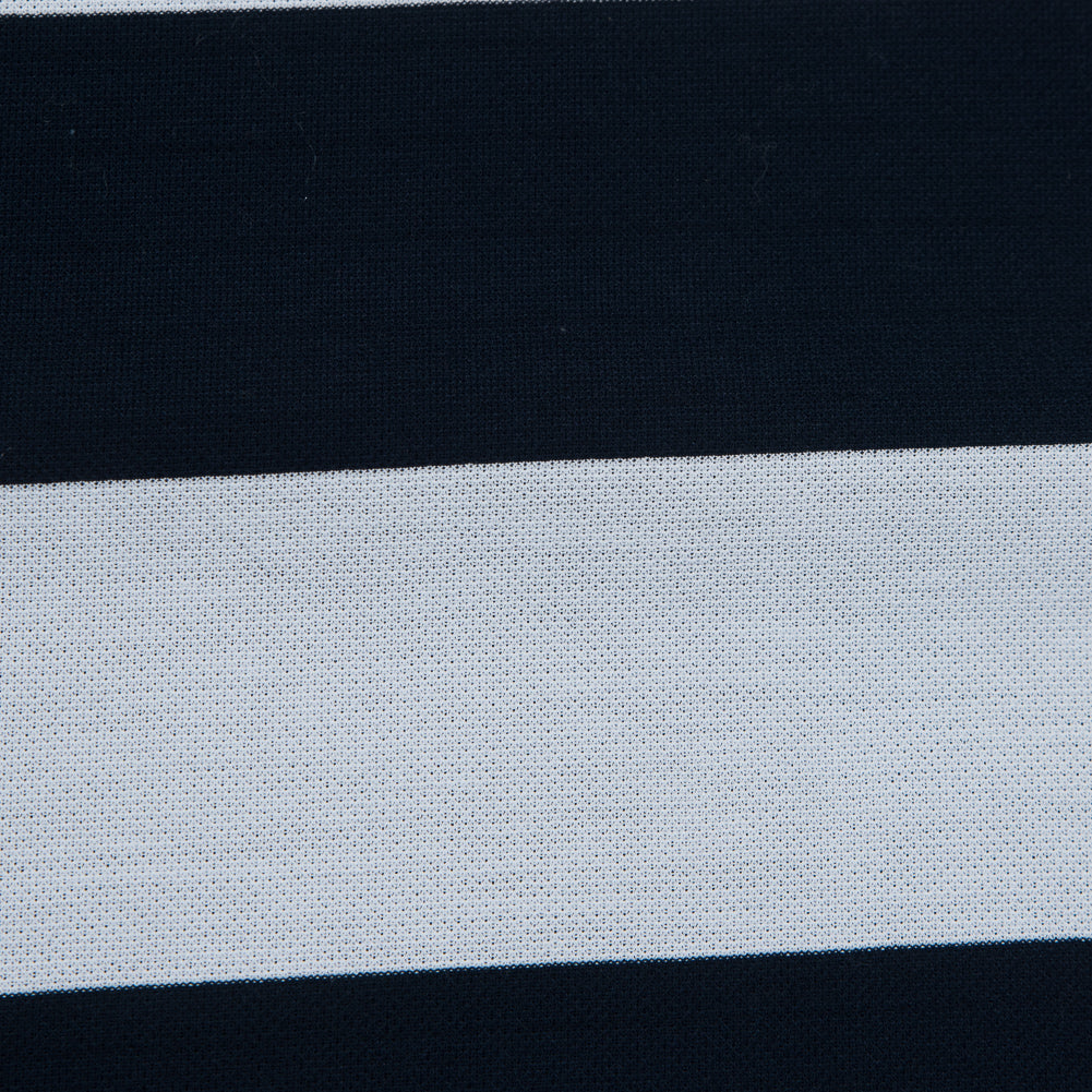 Navy and White Awning Striped Knit Pique Detail Navy and White Awning Striped Knit Pique Detail