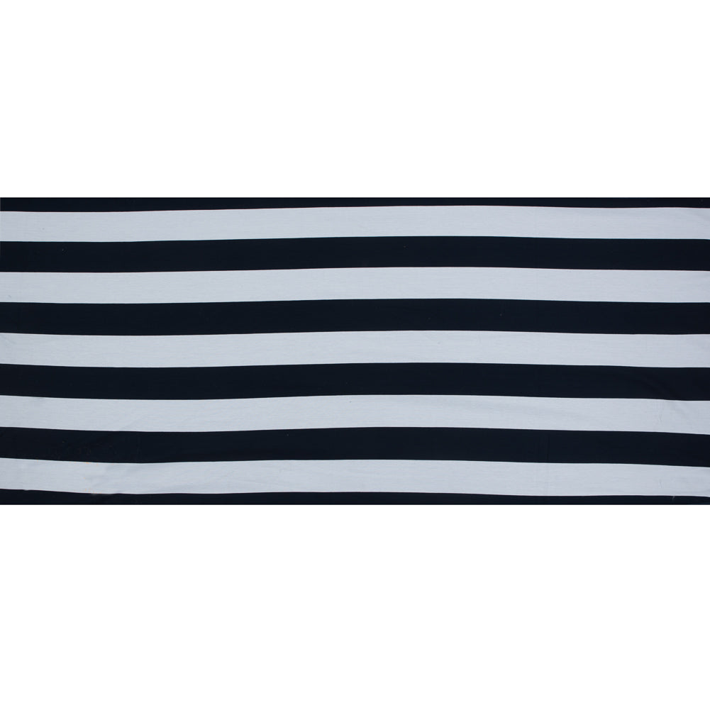 Navy and White Awning Striped Knit Pique Full Navy and White Awning Striped Knit Pique Full