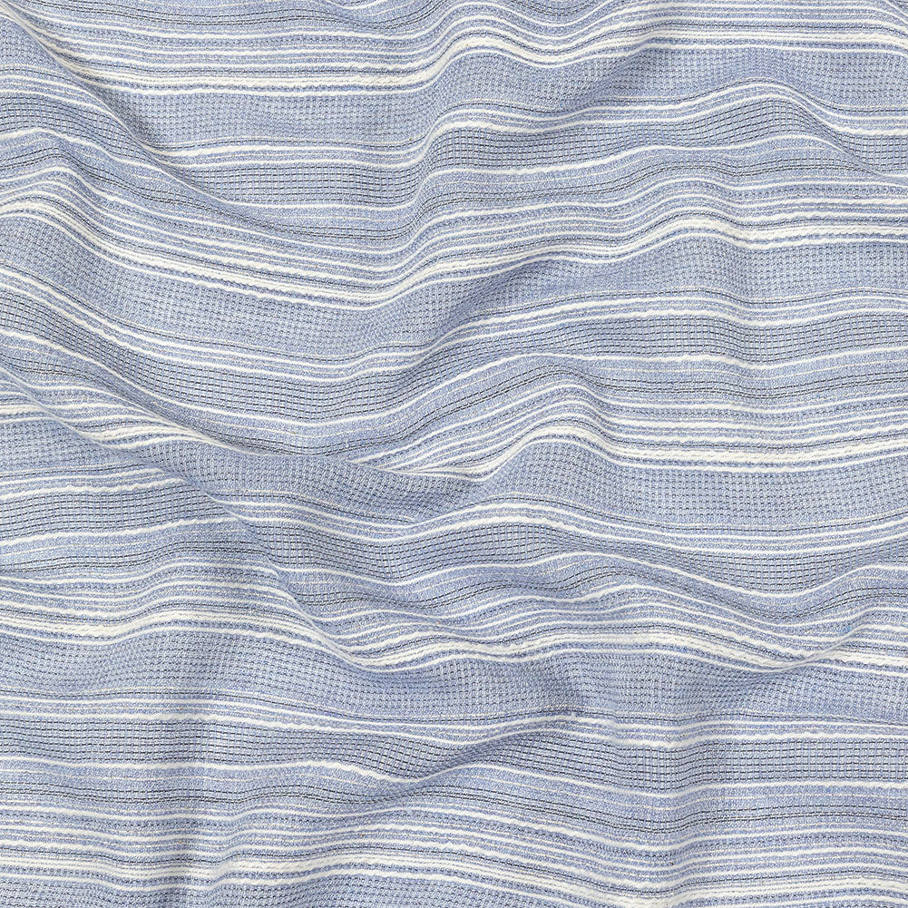 Sky Blue and White Striped Gauzy Cotton Crepe Sky Blue and White Striped Gauzy Cotton Crepe