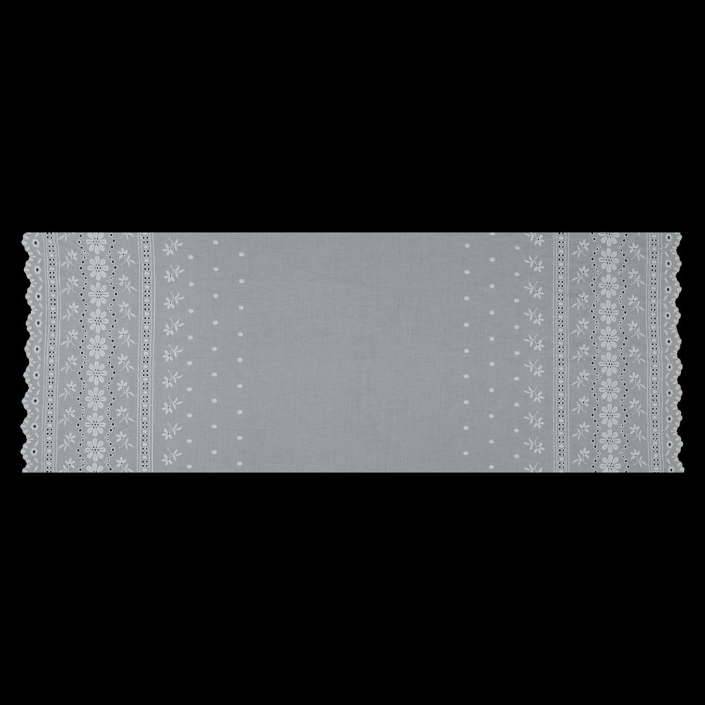 Famous NYC Designer White Bordered Embroidered Cotton Eyelet Full Famous NYC Designer White Bordered Embroidered Cotton Eyelet Full