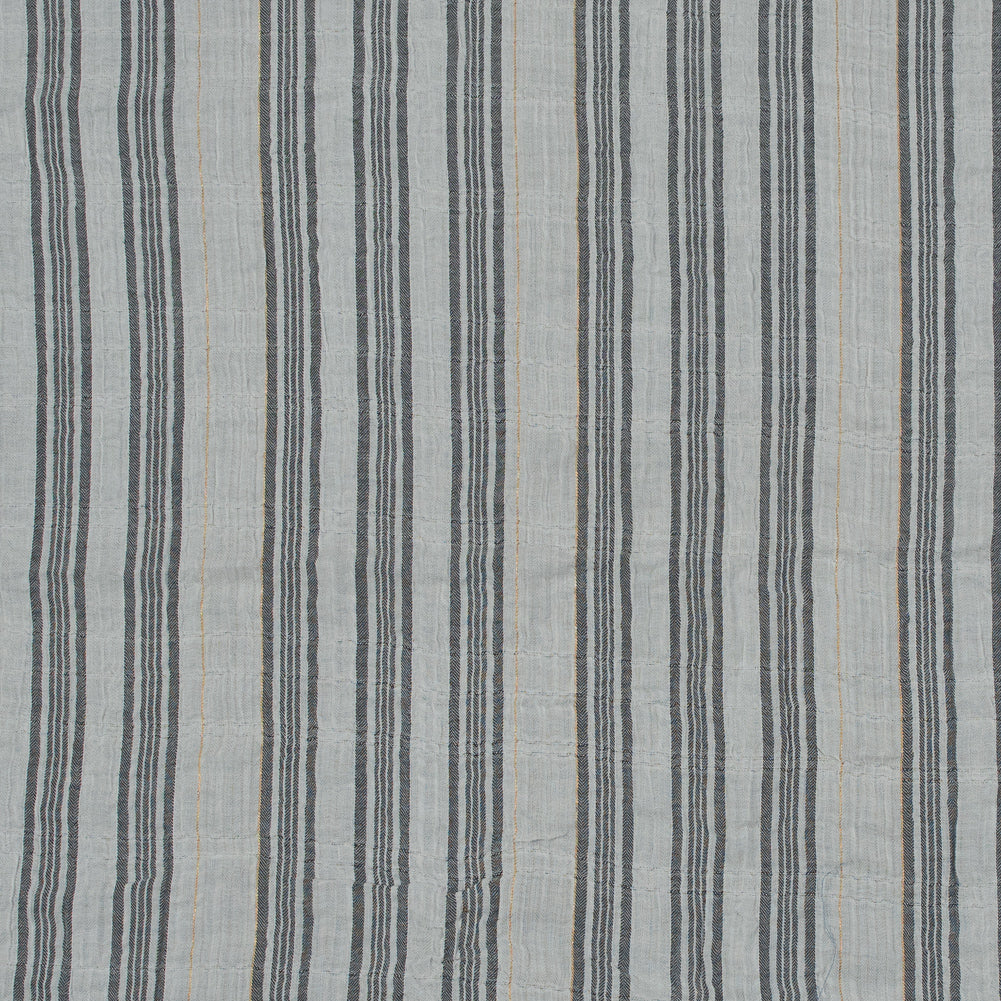 White, Black and Metallic Gold Striped Gauzy Cotton Dobby White, Black and Metallic Gold Striped Gauzy Cotton Dobby