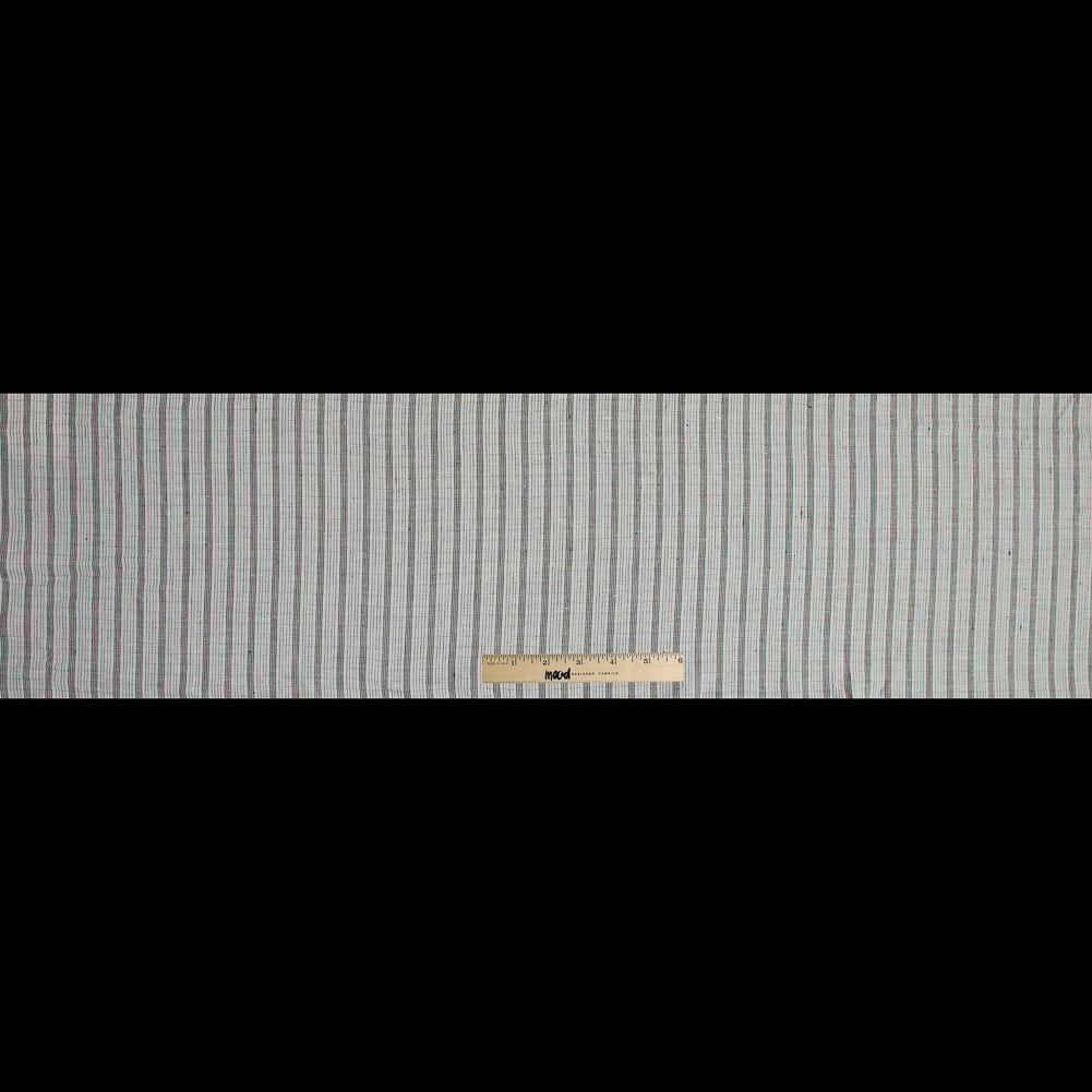 Pale Beige and Black Striped Linen Woven Full Pale Beige and Black Striped Linen Woven Full