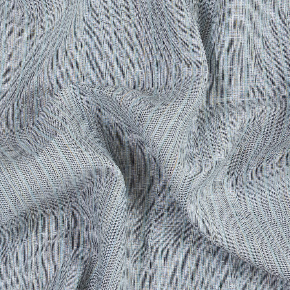 Blue, Gray and Green Pinstriped Linen Woven Blue, Gray and Green Pinstriped Linen Woven